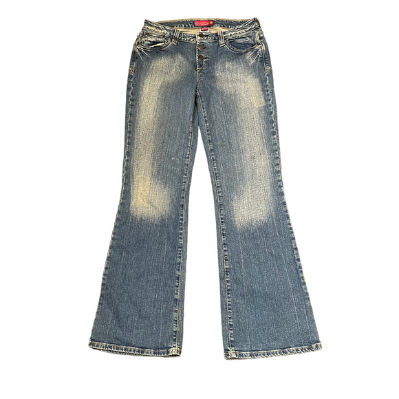 So Jeans Size 7 Juniors Denim Women Exposed Button Fly Coffee Wash Stretch 29X32 - Picture 1 of 5